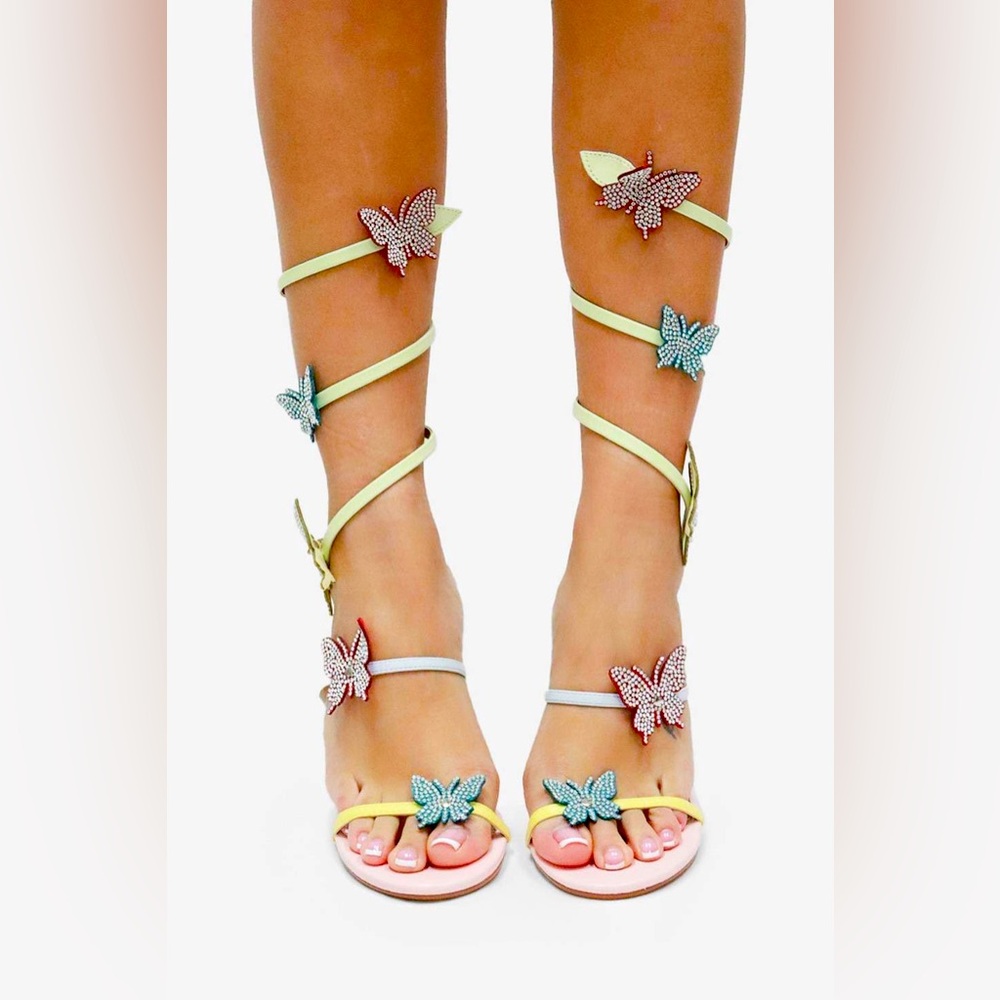 Crystal Butterfly Ankle Strap Sandal